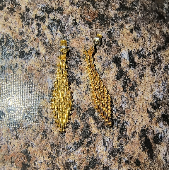 Elegant Gold Beaded Earrings woven vintage y2k - Picture 5 of 6